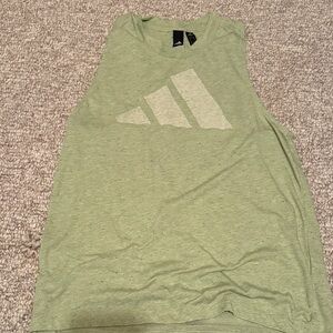 adidas Light Green Sleeveless Athletic Tank with White Logo